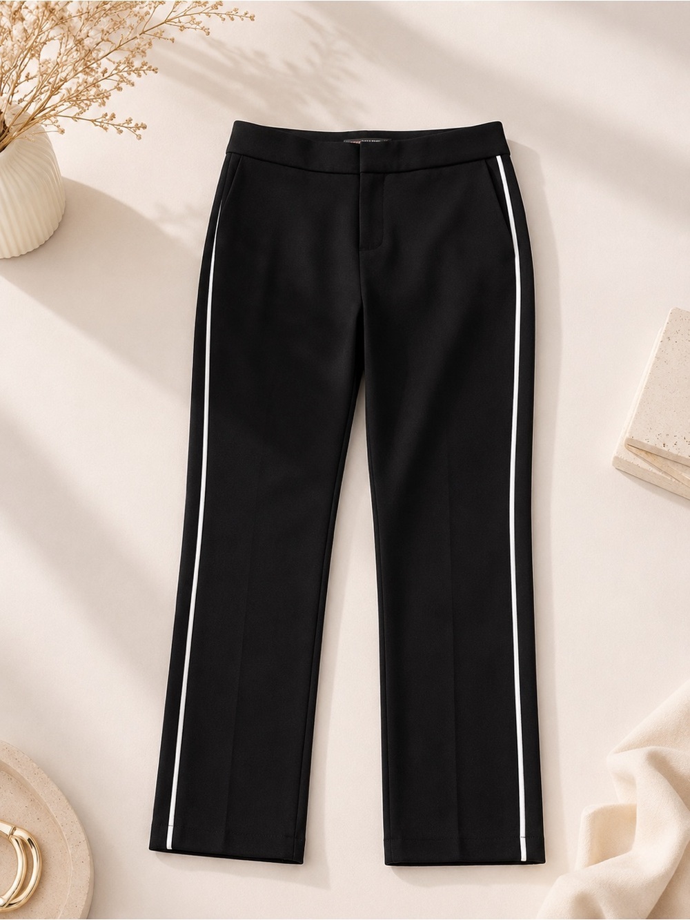Catherine Malandrino Black Stripe Dress Pants Slim Tailored Trousers Size 2 Work